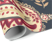 Prachtig Paisley patroon donkere marine en rode mi Cadeaupapier (Rol Hoek)