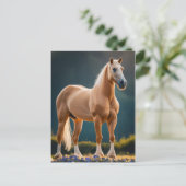 Prachtig Palomino Quarter Paard met bloemen Briefkaart (Staand voorkant)