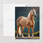 Prachtig Palomino Quarter Paard met bloemen Briefkaart (Voorkant / Achterkant)
