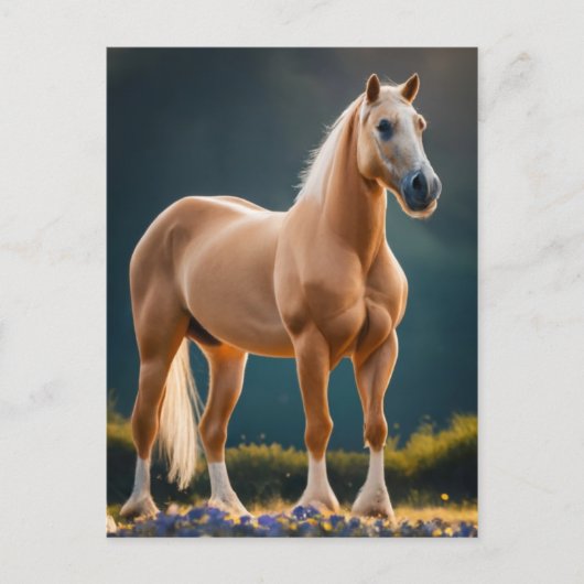 Prachtig Palomino Quarter Paard met bloemen Briefkaart (Voorkant)