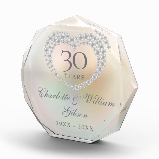 Prachtig parelhartje 30th Wedding Jubileum Fotoblokken (Rechts)
