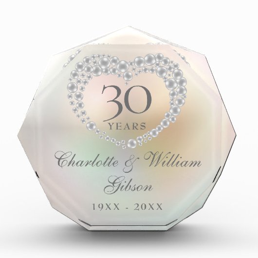 Prachtig parelhartje 30th Wedding Jubileum Fotoblokken (Voorkant)