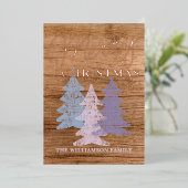 Prachtig Pastel Blauw Blush Roze Paarse Bomen Goud Folie Feestdagenkaart (Staand Voorkant)