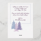 Prachtig Pastel Blauw Blush Roze Paarse Bomen Goud Folie Feestdagenkaart (Achterkant)