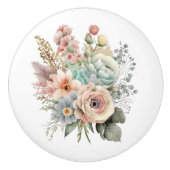 Prachtig pastel gemengd bloemboeket keramische knop (Voorkant)