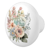 Prachtig pastel gemengd bloemboeket keramische knop (Rechts)