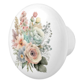 Prachtig pastel gemengd bloemboeket keramische knop