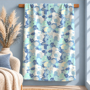 Prachtig Pastelblauw Memphis Patroon Deken Kunst
