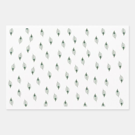 Prachtig Peacock Feather Wrapping Papier Inpakpapier Vel (Voorkant 3)