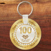 Prachtig personaliseren, 100ste verjaardagsfeestgu sleutelhanger (Voorkant)