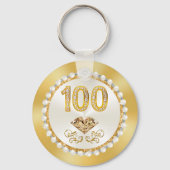 Prachtig personaliseren, 100ste verjaardagsfeestgu sleutelhanger (Achterkant)