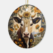 Prachtig platteland Koe Zonnebloem Decoratief Keramisch Ornament (Links)