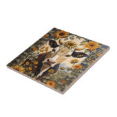 Prachtig platteland Koe Zonnebloem Decoratief Tegeltje (Zijkant)