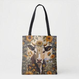 Prachtig platteland Koe Zonnebloem Decoratief Tote Bag