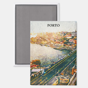 Prachtig Porto Portugal olieverfschilderij Magneet