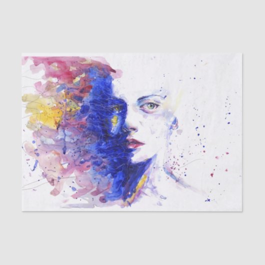 Prachtig portret Schilderen van een Abstracte vrou Tissuepapier (Voorkant)