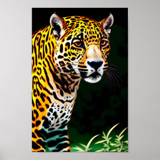prachtig portret van jaguar digital art poster