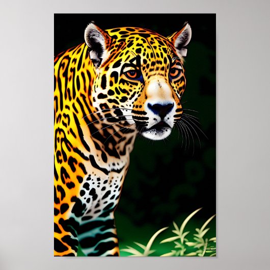 prachtig portret van jaguar digital art poster (Voorkant)