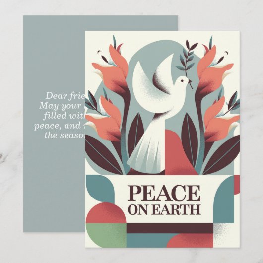 Prachtig Post Modern ontwerp Vrede op Aarde Feestdagenkaart (Voorkant / Achterkant)