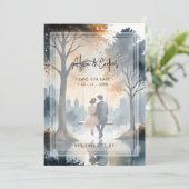 Prachtig prachtig paar swingende NY Park bruiloft Save The Date (Staand voorkant)