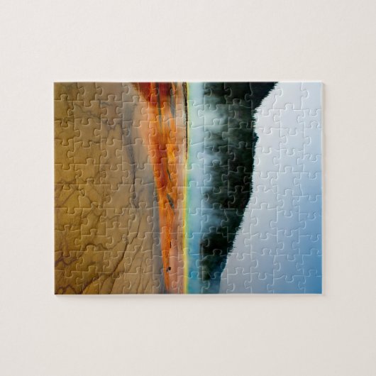 Prachtig prismatisch meer en stoom in Yellowstone Legpuzzel (Horizontaal)