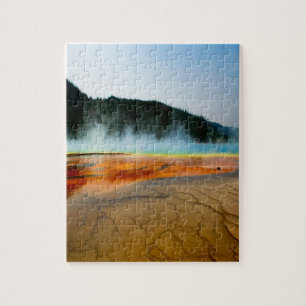 Prachtig prismatisch meer en stoom in Yellowstone Legpuzzel