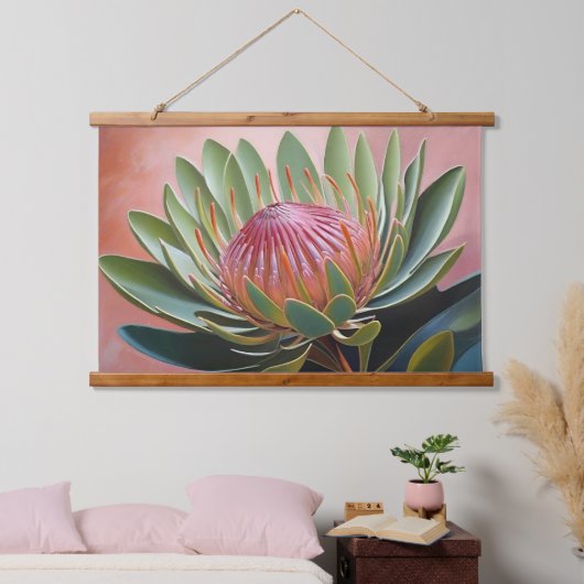 Prachtig Protea schilderij Levendige bloemen Hangend Wandkleed (Slaapkamer)