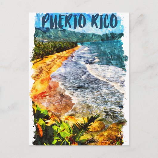 Prachtig Puerto Rico Waterverf strand Briefkaart (Voorkant)