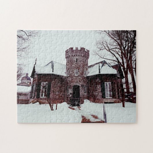 Prachtig! Puzzel - Kasteelhuis in de winter Legpuzzel (Horizontaal)