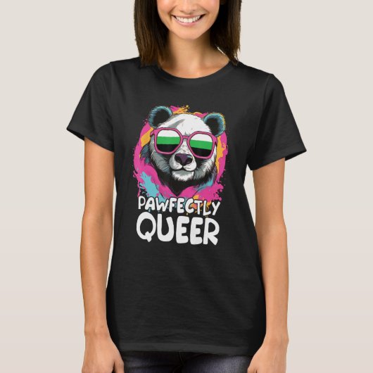 Prachtig Queer Panda met Zonnebril Neutrois FL T-shirt (Voorkant)