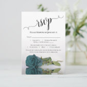 Prachtig reflecterend Blauwgroen Roos Elegant Wedd RSVP Kaartje (Staand voorkant)