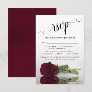 Prachtig reflecterend Bourgogne Roos Wedding RSVP Kaartje