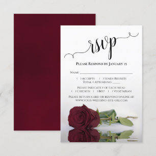 Prachtig reflecterend Bourgogne Roos Wedding RSVP Kaartje