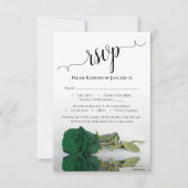 Prachtig reflecterend Emerald Green Roos Wedding RSVP Kaartje (Voorkant)
