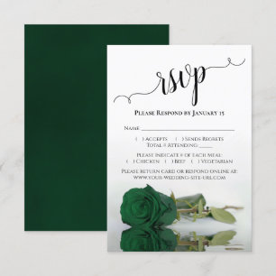 Prachtig reflecterend Emerald Green Roos Wedding RSVP Kaartje