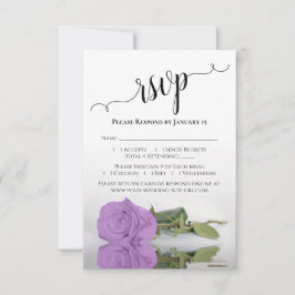 Prachtig reflecterend Lila Paars Roos huwelijk RSVP Kaartje