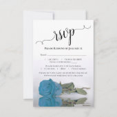 Prachtig reflecterend Turquoise Blue Roos Wedding RSVP Kaartje (Voorkant)