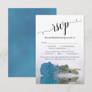 Prachtig reflecterend Turquoise Blue Roos Wedding RSVP Kaartje