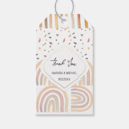 Prachtig regenboog herfst watercolor handgeschilde cadeaulabel