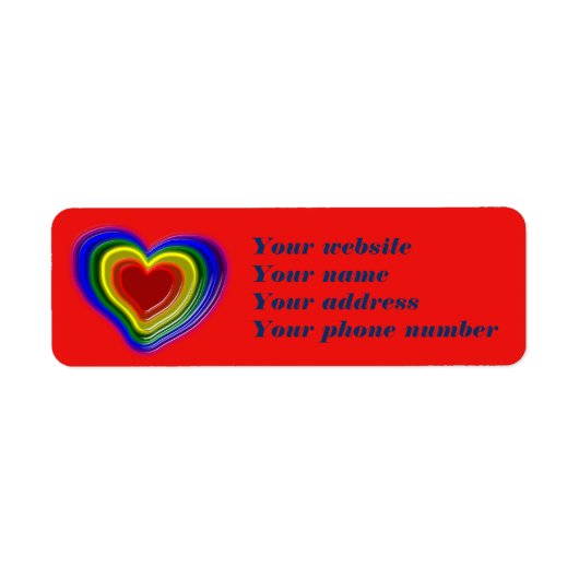 prachtig regenbooghart, gepersonaliseerd etiket (Voorkant)