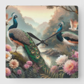 Prachtig regenwoud met pauwen wandklok (Voorkant)