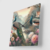 Prachtig regenwoud met pauwen wandklok (Hoek)