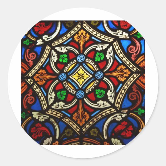 Prachtig religieus Glas in lood Ronde Sticker (Voorkant)