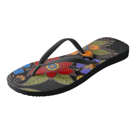 Prachtig Retro Boho bloemontwerp Teenslippers (Schuin)