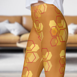 Prachtig rode oker honingraatpatroon leggings