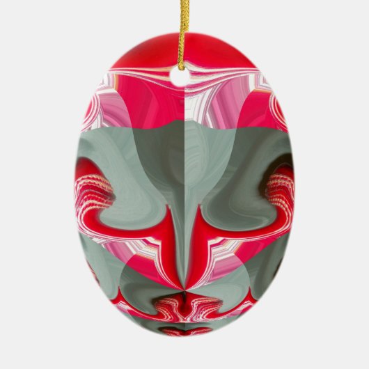 Prachtig Rood as grijs geometrisch motief ART desi Keramisch Ornament (Voorkant)