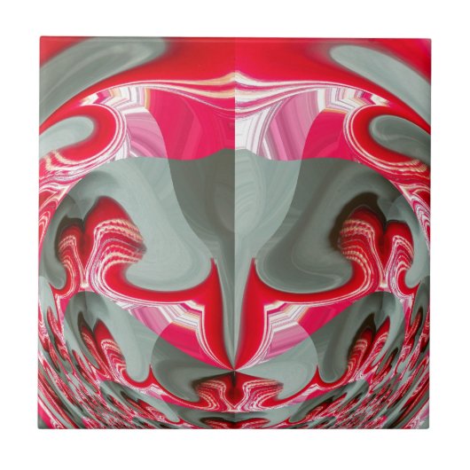 Prachtig Rood as grijs geometrisch motief ART desi Tegeltje (Voorkant)