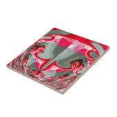 Prachtig Rood as grijs geometrisch motief ART desi Tegeltje (Zijkant)