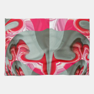 Prachtig Rood as grijs geometrisch motief ART desi Theedoek