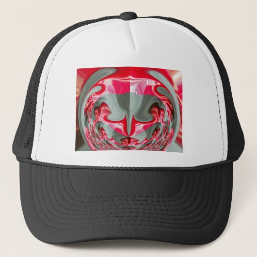 Prachtig Rood as grijs geometrisch motief ART desi Trucker Pet (Voorkant)